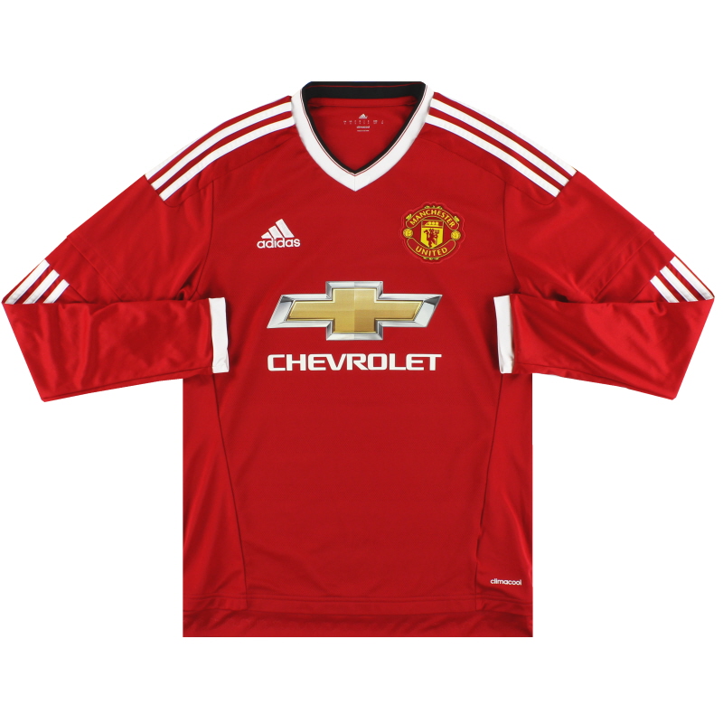 2015-16 Manchester United adidas Home Shirt L/S M