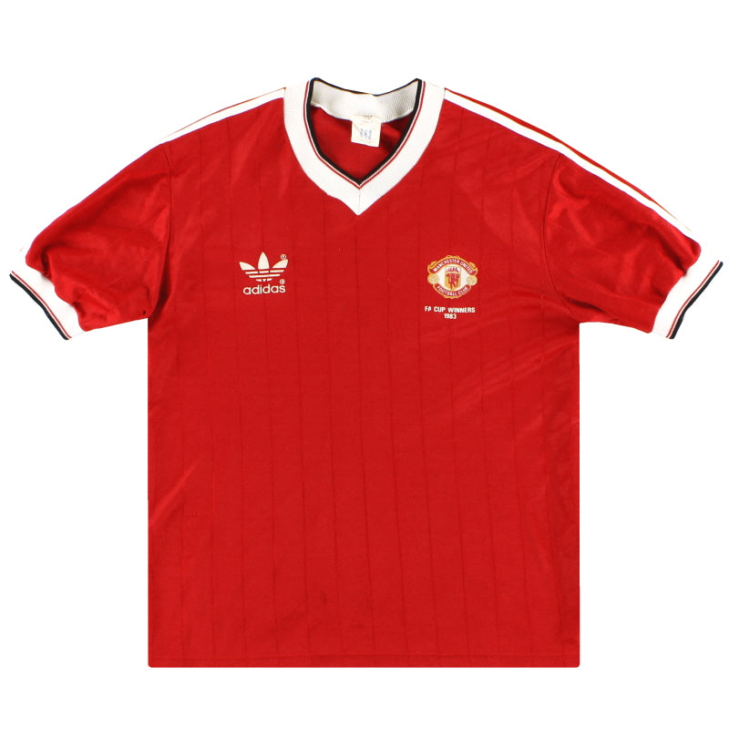 1982-84 Manchester United adidas 'FA Cup Winners' Home Shirt L Football Shirt