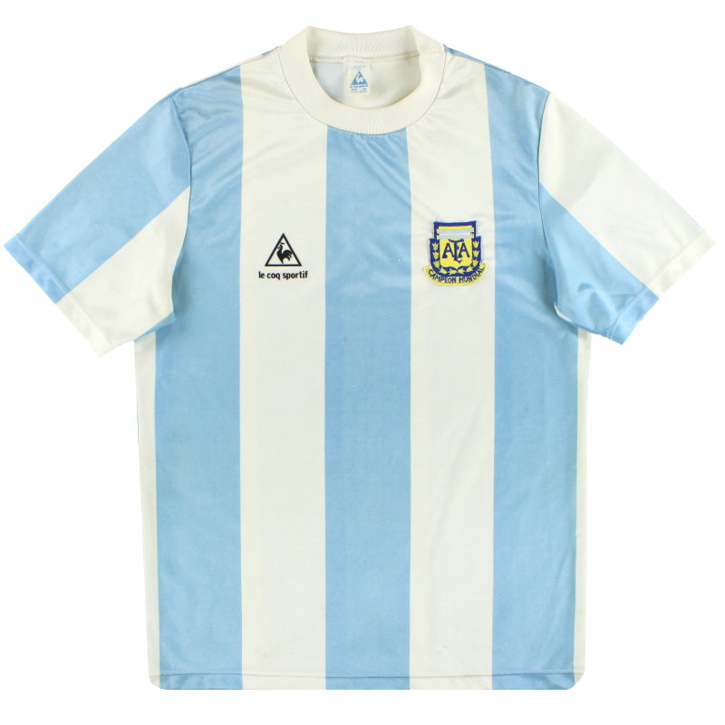 1986 Argentina Le Coq Sportif 'Campeon Mundial' Home Shirt M Football Shirt