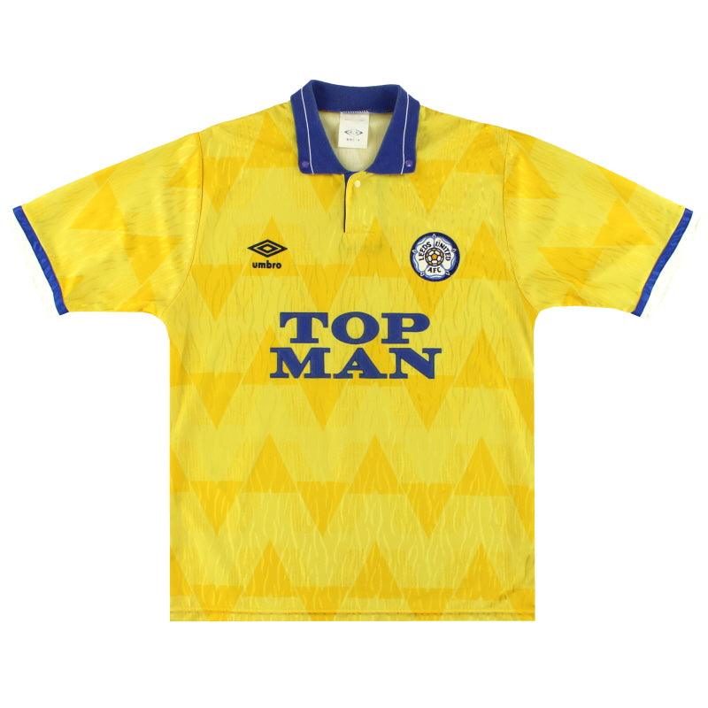 1989-91 Leeds Umbro Away Shirt M Football Shirt