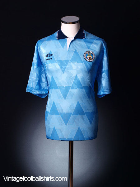1989-91 Manchester City Home Shirt M Football Shirt