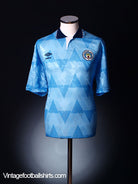 1989-91 Manchester City Home Shirt L Football Shirt