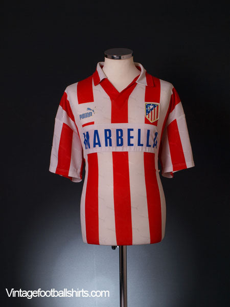 1990-91 Atletico Madrid Match Issue Home Shirt #8 L Football Shirt