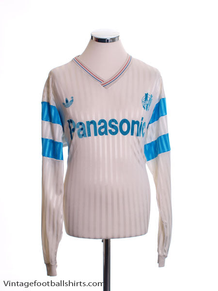 1990-91 Olympique Marseille Home Shirt L/S XL Football Shirt