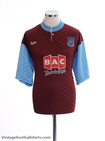 1990-91 West Ham Home Shirt *Mint* M Football Shirt