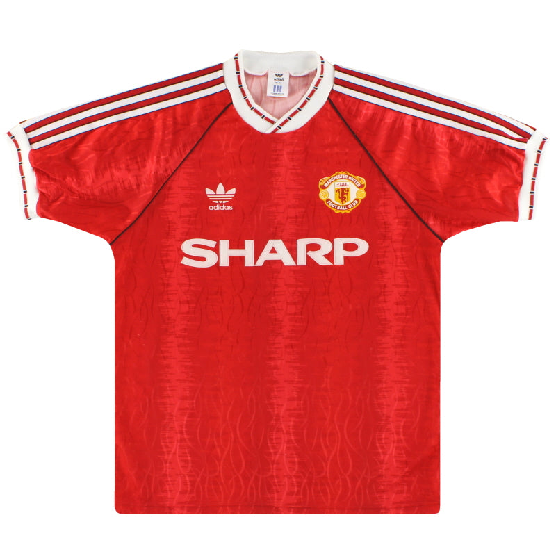 1990-92 Manchester United adidas Home Shirt M Football Shirt