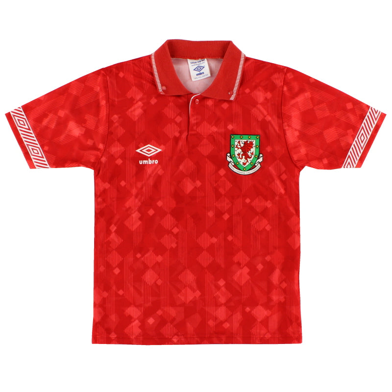 1990-92 Wales Home Shirt *Mint* L.Boys Football Shirt