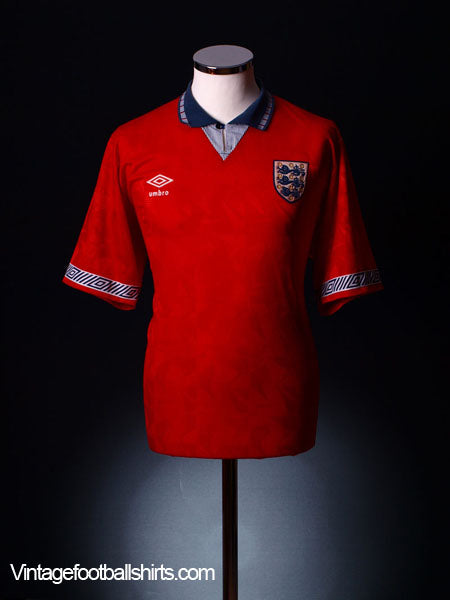 1990-93 England Away Shirt L Football Shirt
