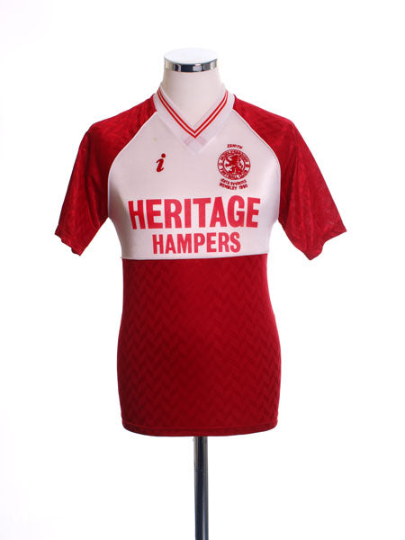 Maillot Domicile Middlesbrough 1988-1990 - Marque Skill, Taille S, Occasion (trous Et Pulls)