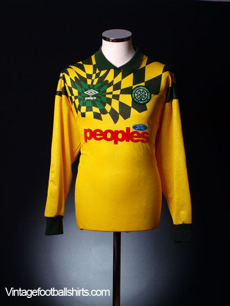 1991-92 Celtic Goalkeeper Shirt L Football Shirt