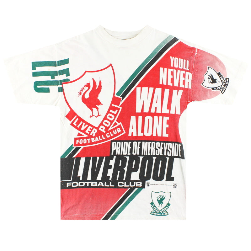 1991-92 Liverpool 'YNWA' Graphic Tee M T-Shirt