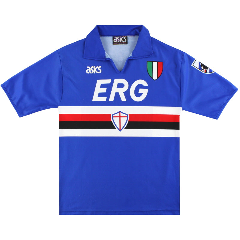 1991-92 Sampdoria Asics Home Shirt M Football Shirt