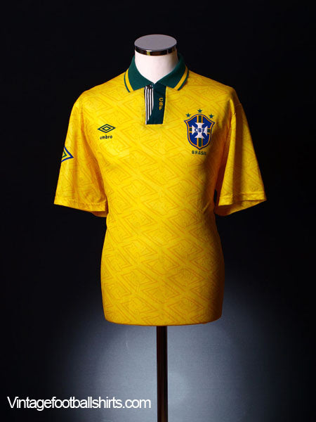 1991-93 Brazil Home Shirt M Football Shirt