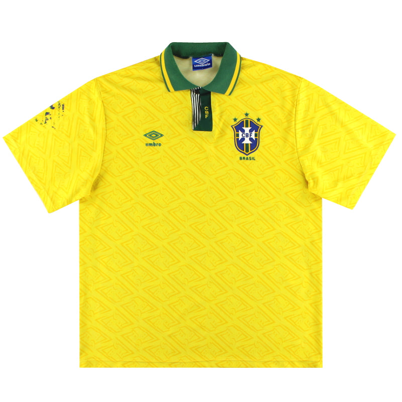 1991-93 Brazil Umbro Home Shirt L Football Shirt