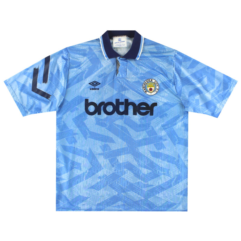 1991-93 Manchester City Umbro Home Shirt S Football Shirt