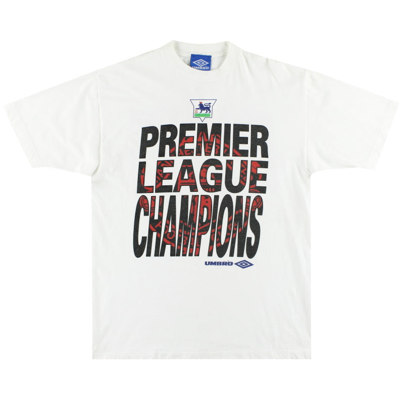 1992-93 Manchester United Umbro 'Champions' Graphic Tee L T-Shirt