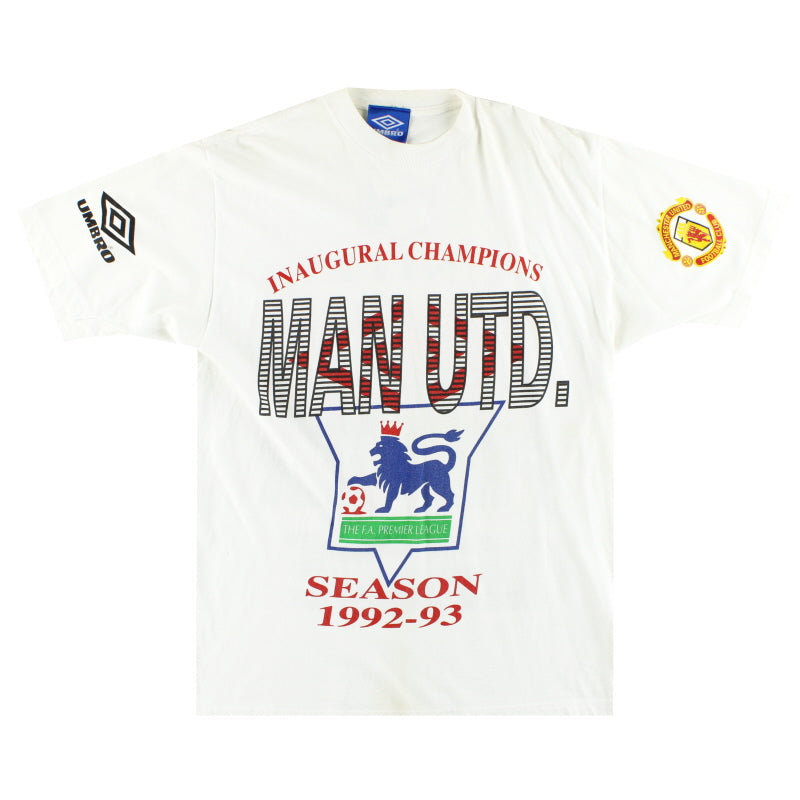 1992-93 Manchester United Umbro 'Champions' Graphic Tee L T-Shirt