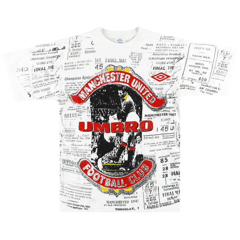 1992-93 Manchester United Umbro Graphic Tee M T-Shirt