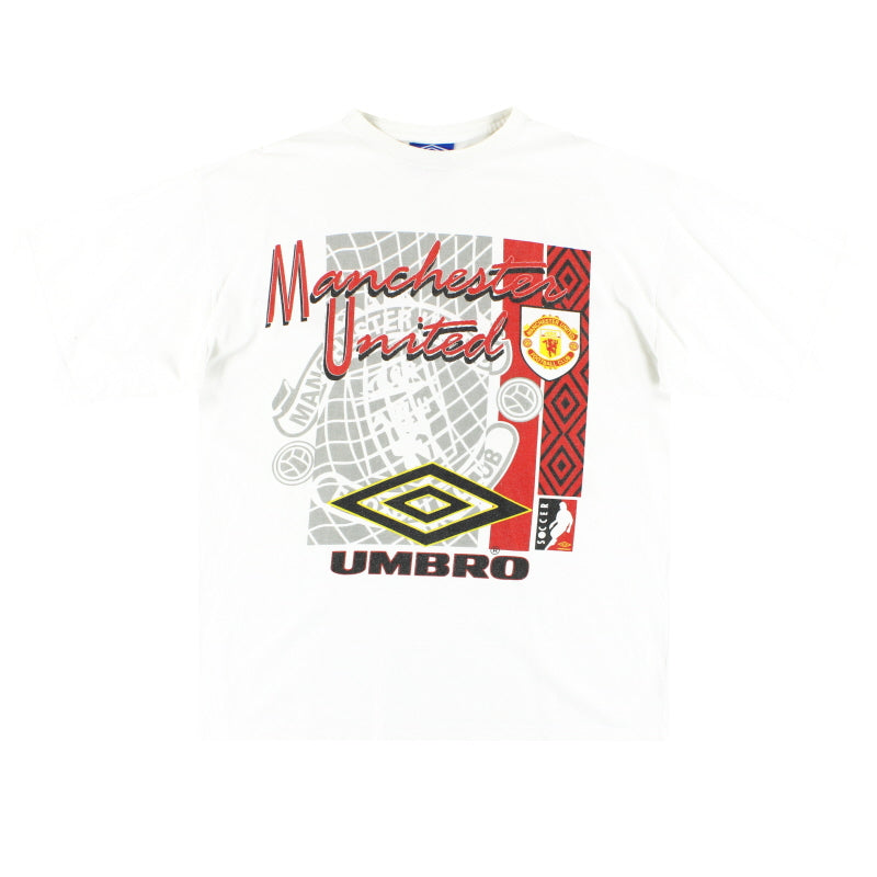 1992-93 Manchester United Umbro Graphic Tee L T-Shirt