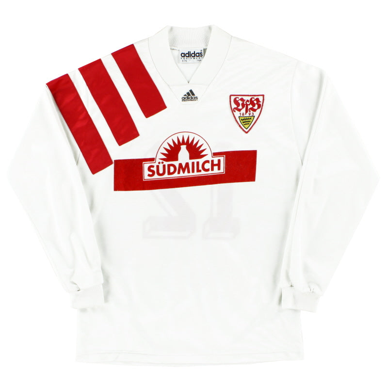 1992-93 Stuttgart Home Shirt #12 L/S Y Football Shirt