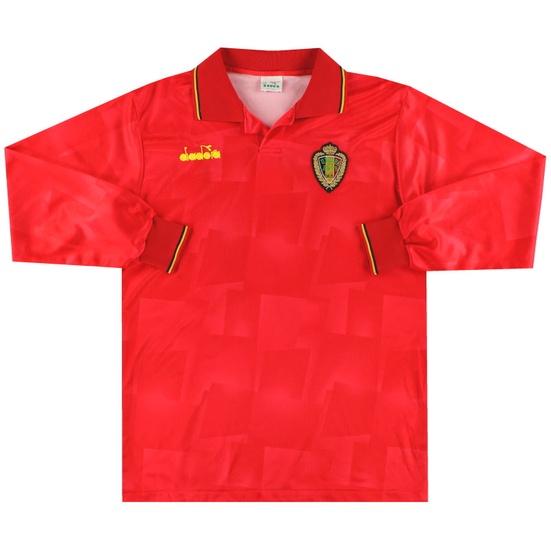 1992-94 Belgium Diadora Home Shirt L/S #11 *Mint* L Football Shirt