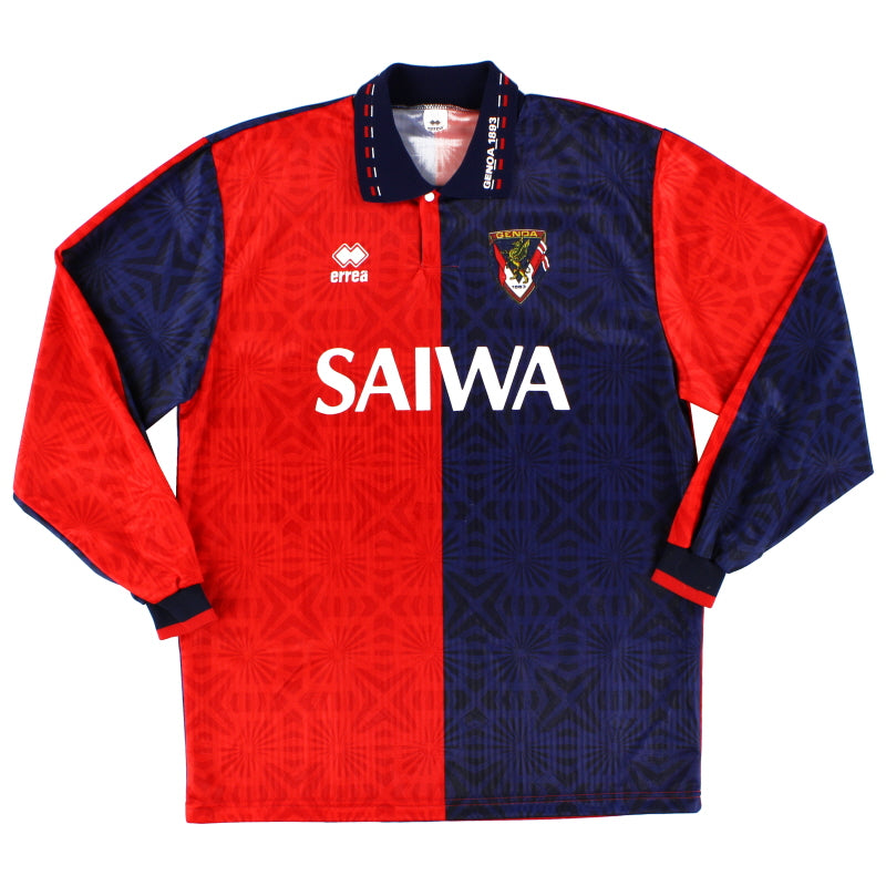 1992-94 Genoa Errea Home Shirt L/S L | Vintage Football Shirts