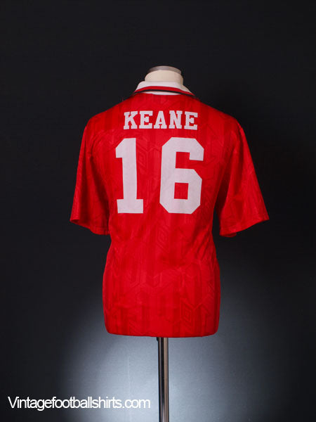 1992-94 Manchester United Home Shirt Keane #16 L Vintage
