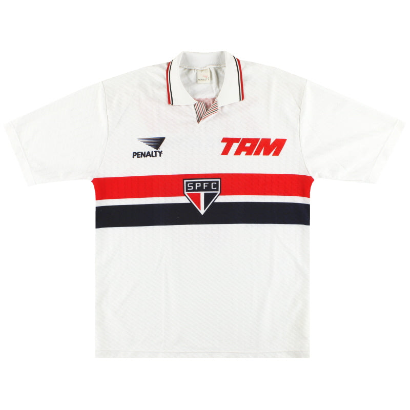 Camisa São Paulo I Retrô 93/94 Penalty Torcedor Masculina - Branca com Camisa São Paulo I Retrô 93/94 Penalty Torcedor Masculina - Branca com