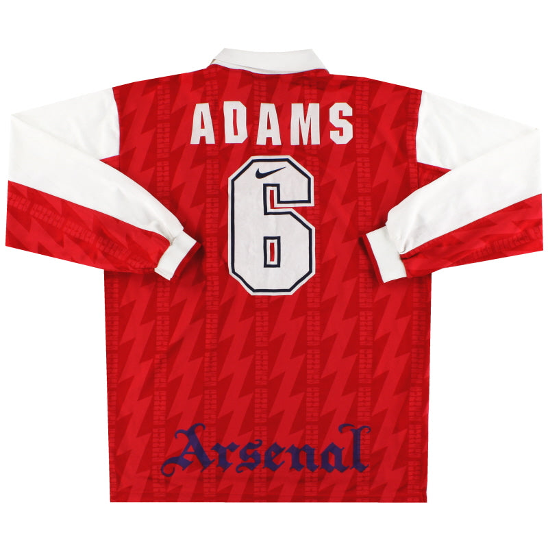 1994-96 Arsenal Nike Home Shirt L/S Adams #6 XL Football Shirt
