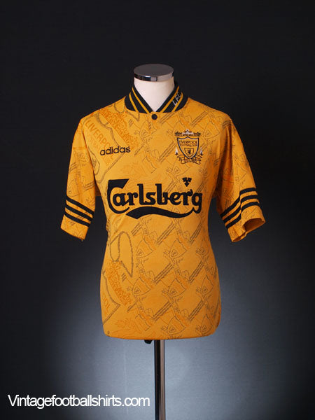 リヴァプール 1994-1996. 3rd Fc Liverpool 1994-1995-1996 Third Jersey Adidas Shirt Yellow 38/40