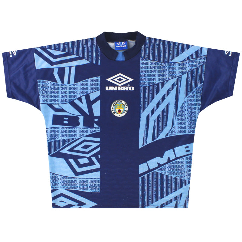 1994-96 Manchester City Umbro Training Shirt L | Vintage Football