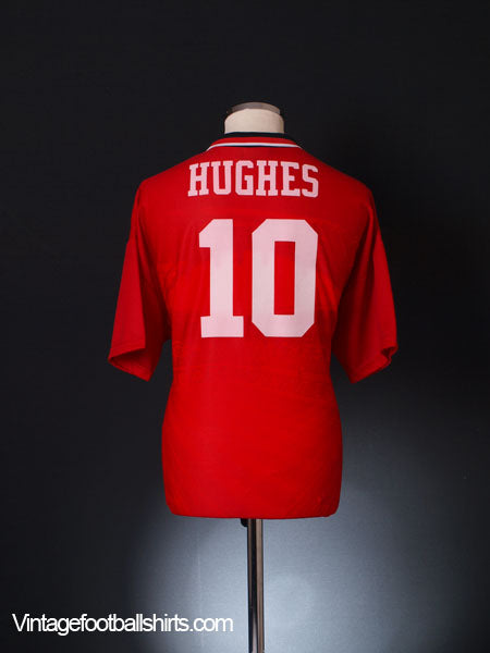 1994-96 Manchester United Home Shirt Hughes #10 L Football Shirt
