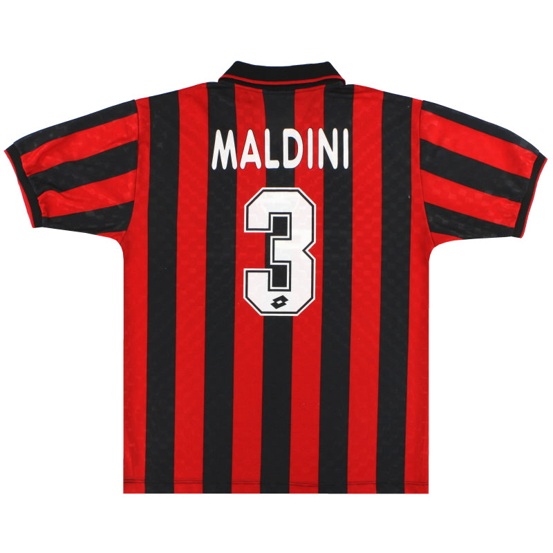 1995-96 AC Milan Lotto Home Shirt Maldini #3 XL Football Shirt