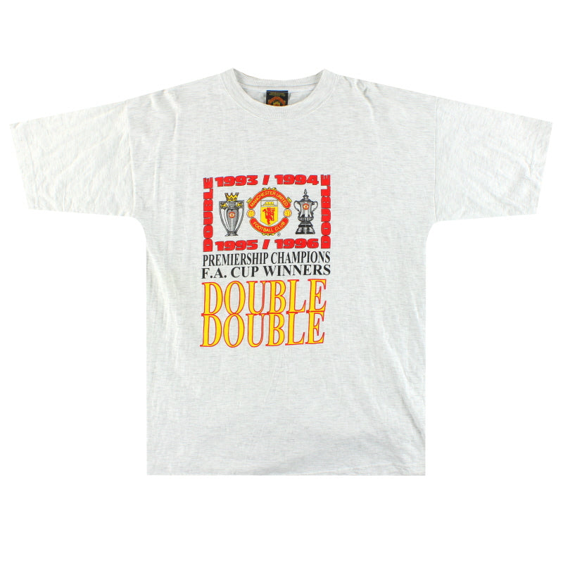 1995-97 Manchester United 'Double' Graphic Tee XL T-Shirt
