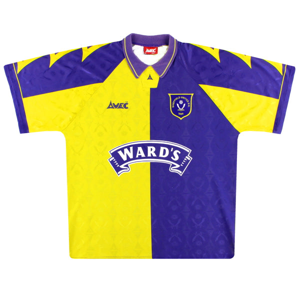 Maillot Extérieur Vintage Sheffield United 1995-97 – Taille XL, Violet Et Jaune, Original