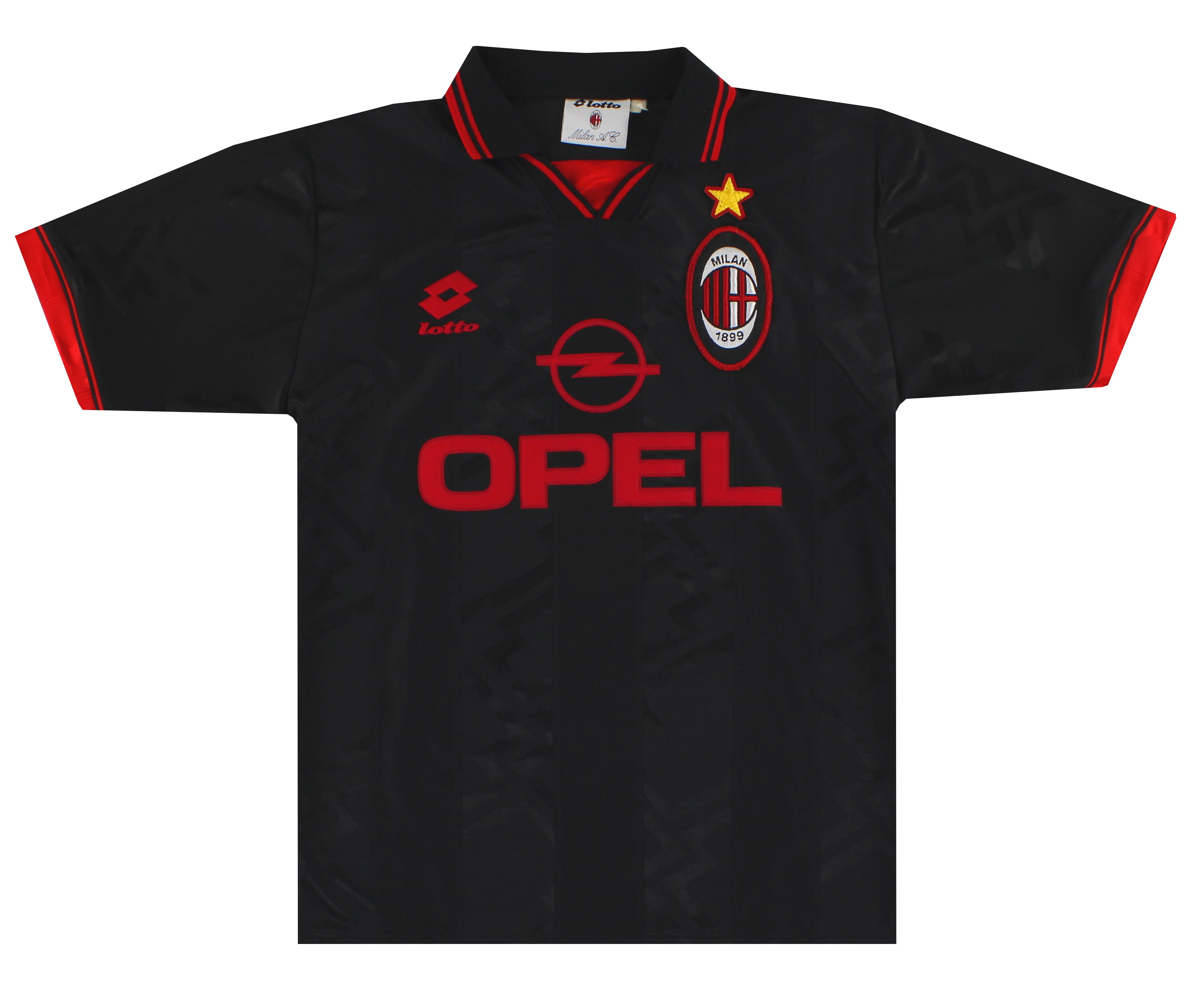 E*3様 Lotto AC Milan ユニフォーム 半袖 赤黒 1996-97 AC Milan Lotto Third Shirt M | Vintage Football Shirts