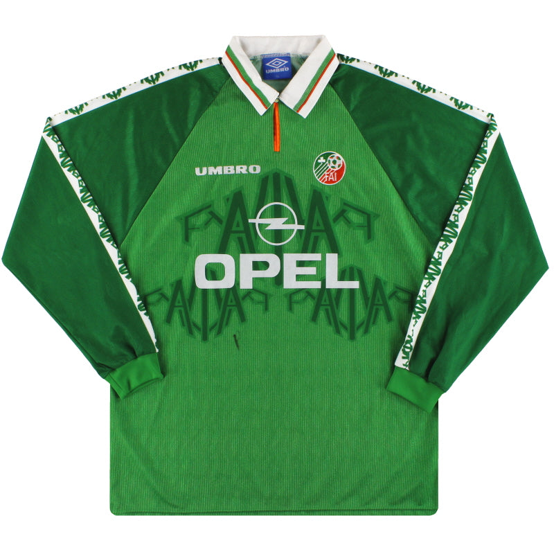 1996-98 Ireland Umbro Match Issue Home Shirt L/S #6 XL Football Shirt
