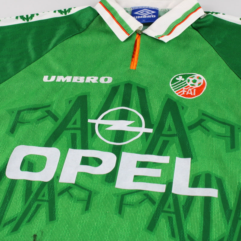 1996-98 Ireland Umbro Match Issue Home Shirt L/S #6 XL | Vintage