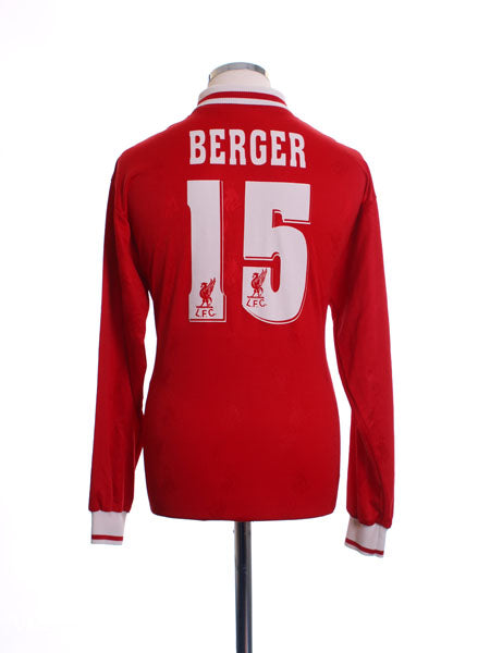 1996-98 Liverpool Home Shirt Berger #15 L/S M Football Shirt