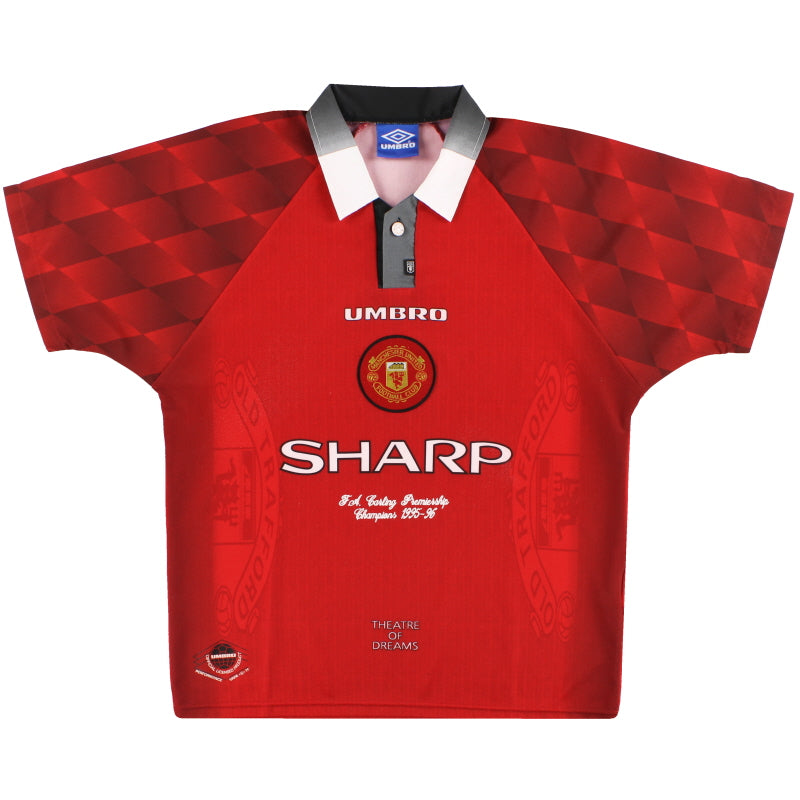 1996-98 Manchester United Umbro 'Premiership Champions' Home Shirt M Football Shirt