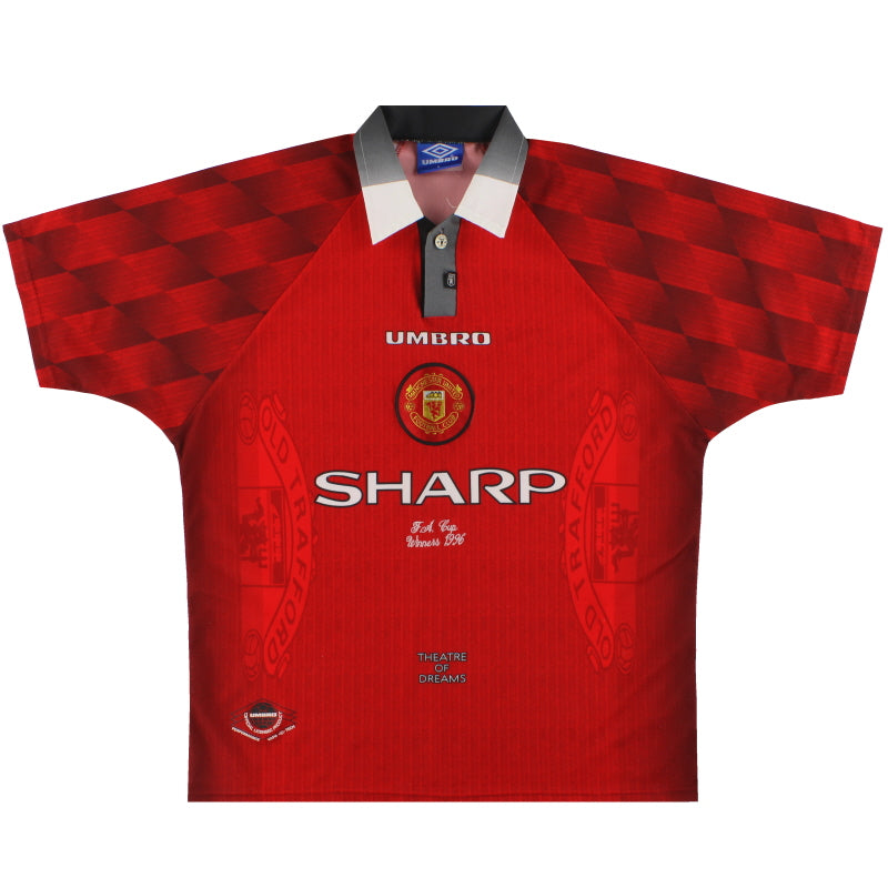 1996-98 Manchester United Umbro 'F.A.Cup Winners' Home Shirt L Football Shirt