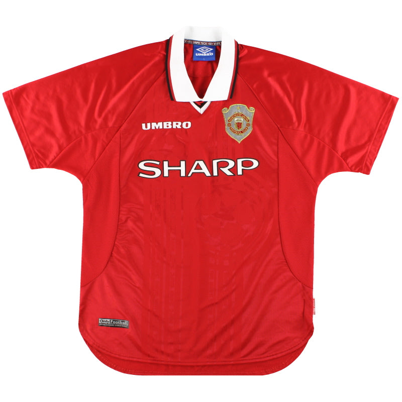 1997-00 Manchester United Umbro Champions League Home Shirt L Football Shirt