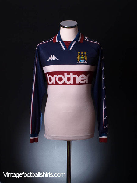 1997-98 Manchester City Away Shirt L/S XL Football Shirt