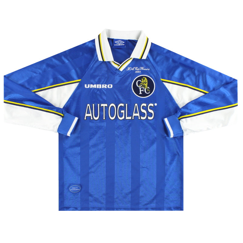 1997-99 Chelsea Umbro 'FA Cup Winners' Home Shirt L/S M Football Shirt