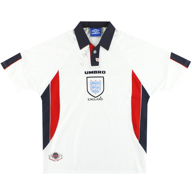 1997-99 England Umbro Signed Home Shirt L Football Shirt