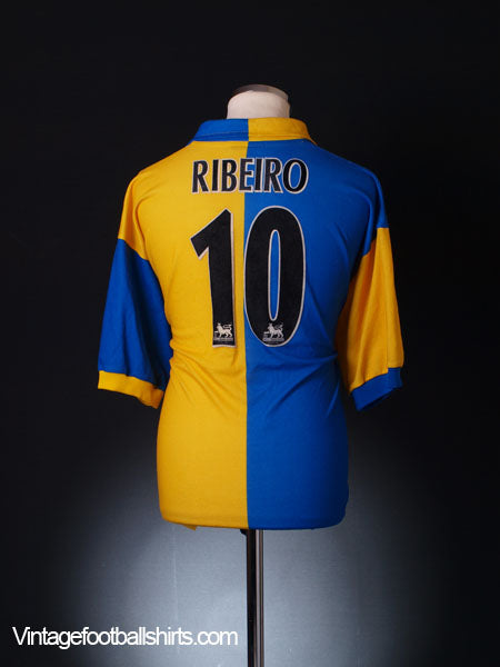 1997-99 Leeds Away Shirt Ribeiro #10 L Football Shirt