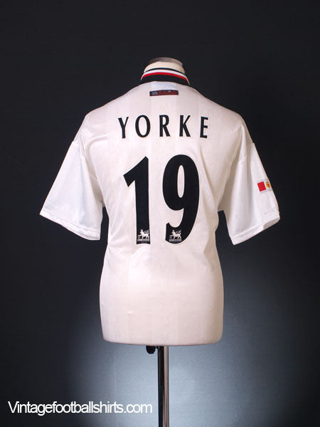 1997-99 Manchester United Away Shirt Yorke #19 L Football Shirt