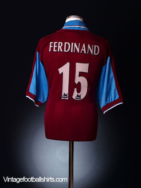 1997-99 West Ham Home Shirt Ferdinand #15 XL | Vintage Football Shirts