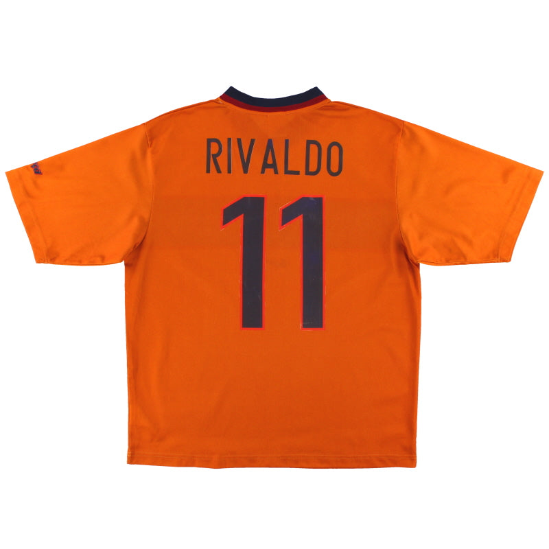 1998-00 Barcelona Nike Basic Third Shirt Rivaldo #11 L Football Shirt