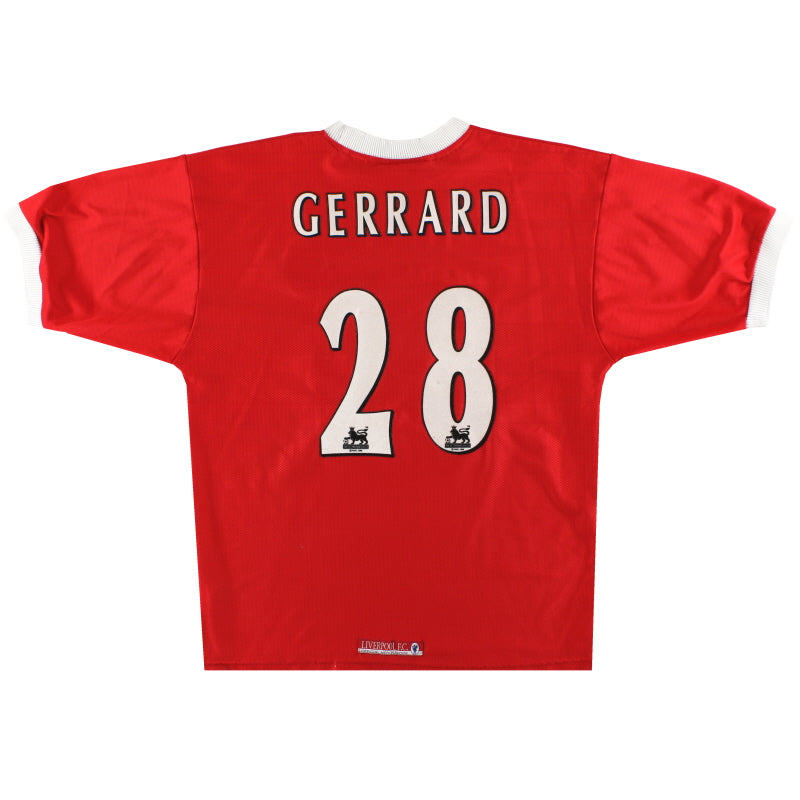 1998-00 Liverpool Reebok Home Shirt Gerrard #28  L Football Shirt